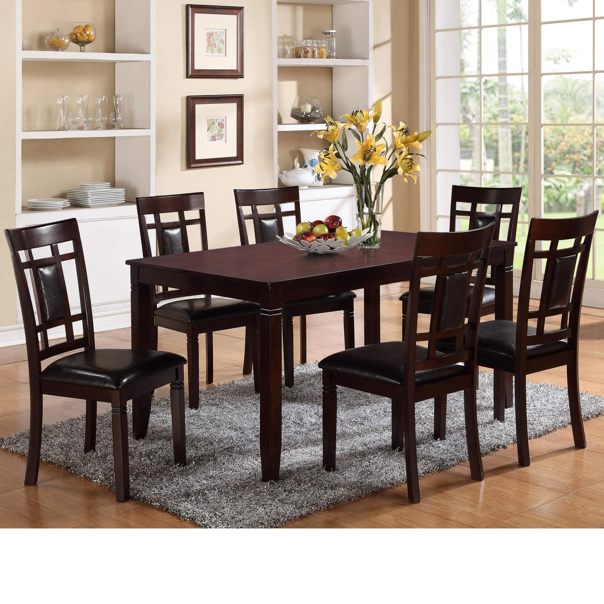 Crown Mark Paige 2325SET 7 Piece Table and Chair Set with Block Feets